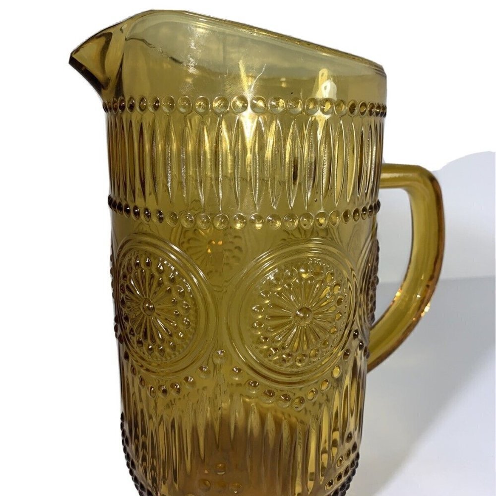New The Pioneer Woman Adeline Amber 1.59-Liter Glass Pitcher Rare